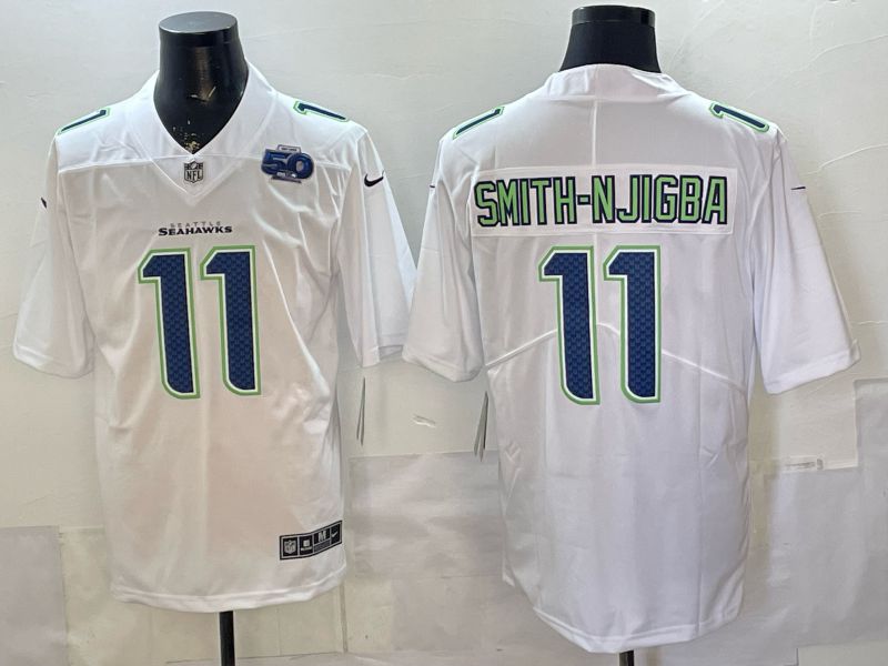 Men 2026 Seattle Seahawks #11 Smith-Njigba White Nike Limited NFL Jersey 014